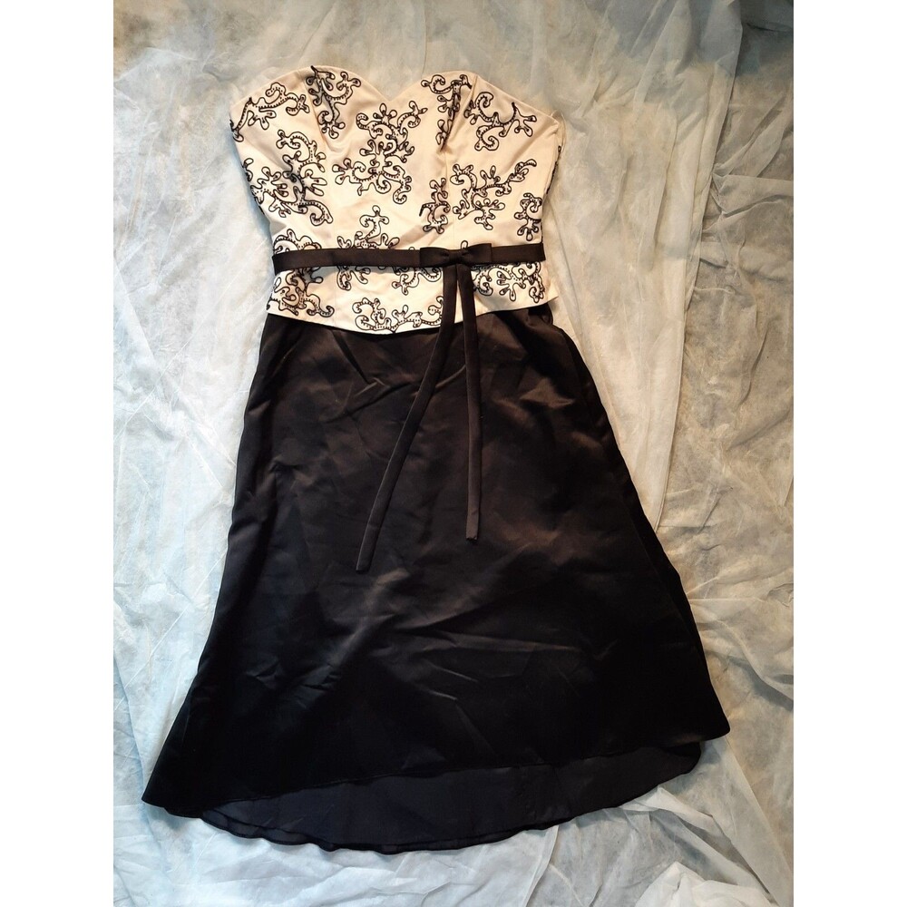 Hannah S Dress Sleeveless size 16 Womens Black Nude color Beaded